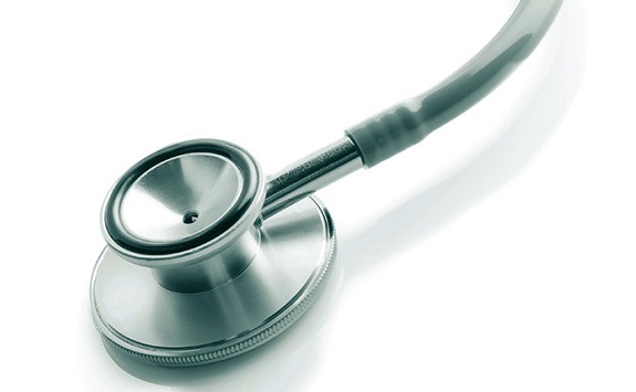 A stethoscope on a white background